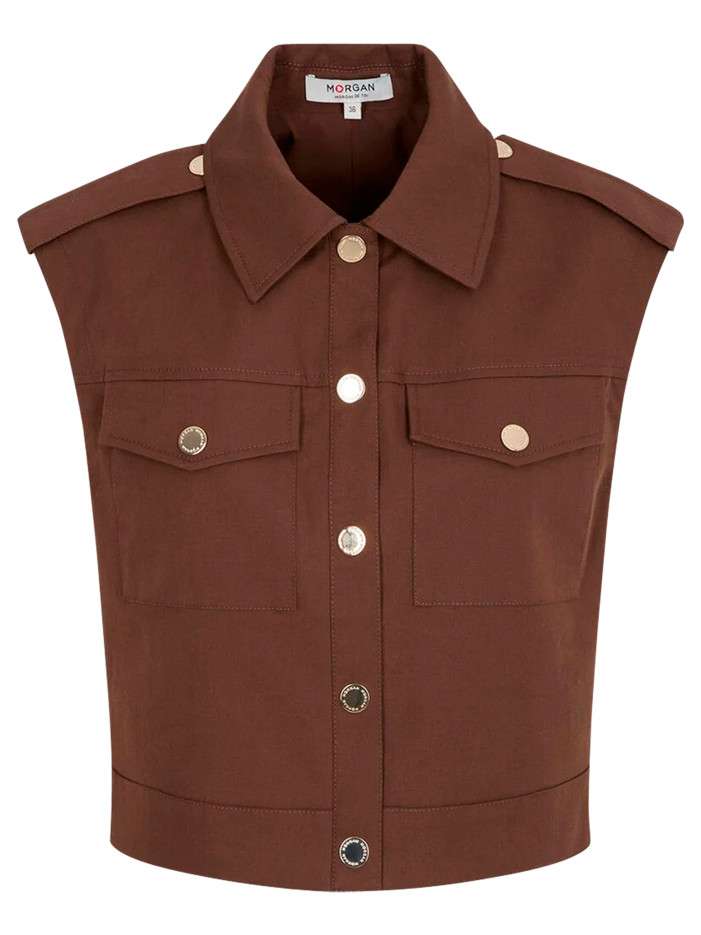 Veste marron sans manche à...