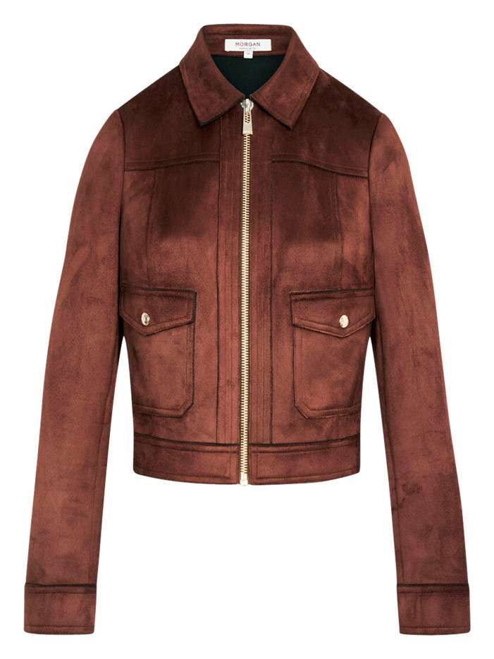 Blouson marron à coupe...