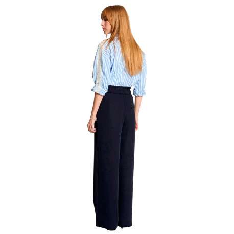 Pantalon chino marine à coupe bootcut pourvu d'une taille haute - Image 3