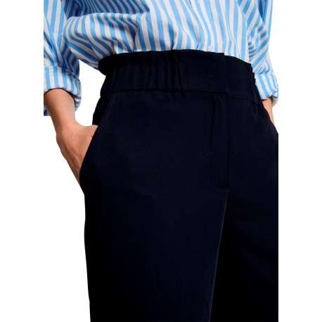 Pantalon chino marine à coupe bootcut pourvu d'une taille haute - Image 4