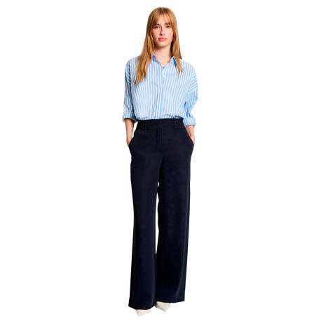 Pantalon chino marine à coupe bootcut pourvu d'une taille haute - Image 5