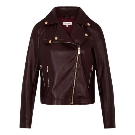 Veste perfecto bordeaux à coupe droite pourvue d'un col à revers