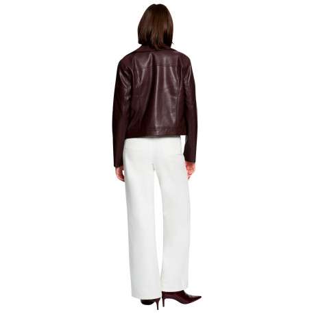 Veste perfecto bordeaux à coupe droite pourvue d'un col à revers - Image 3