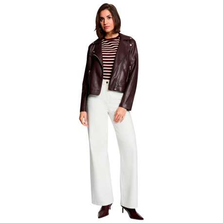 Veste perfecto bordeaux à coupe droite pourvue d'un col à revers - Image 5