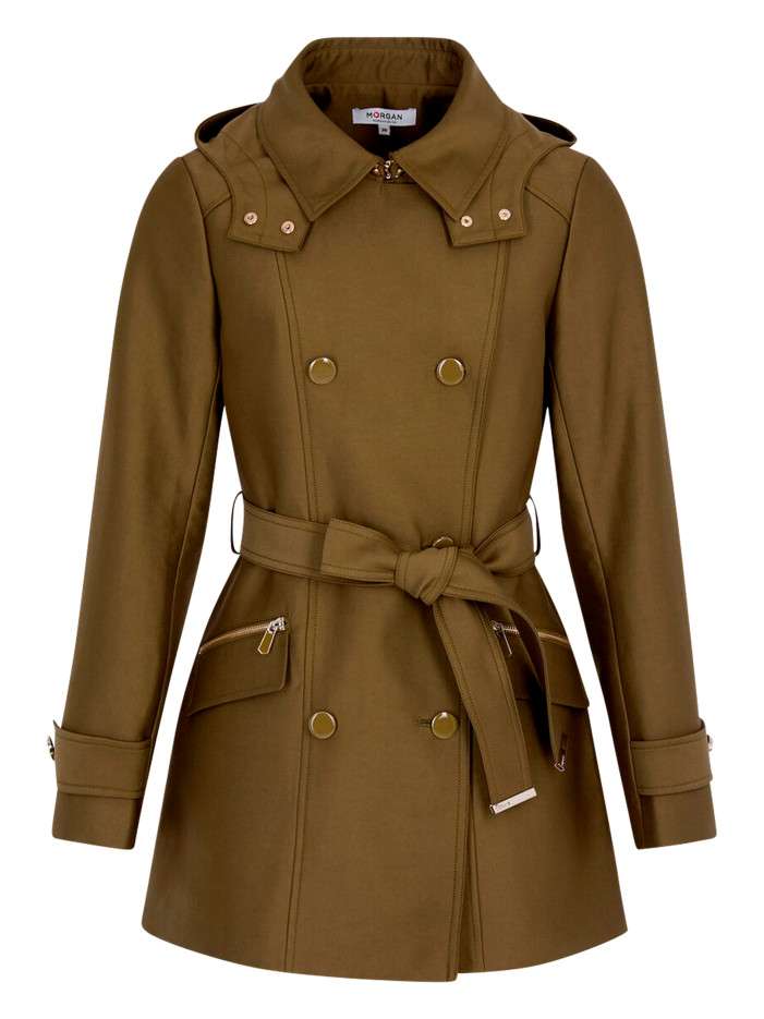 Trench coat kaki à coupe...