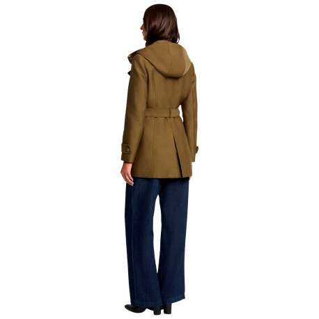 Trench coat kaki à coupe ajustée pourvu d'un col à capuche boutonné - Image 3
