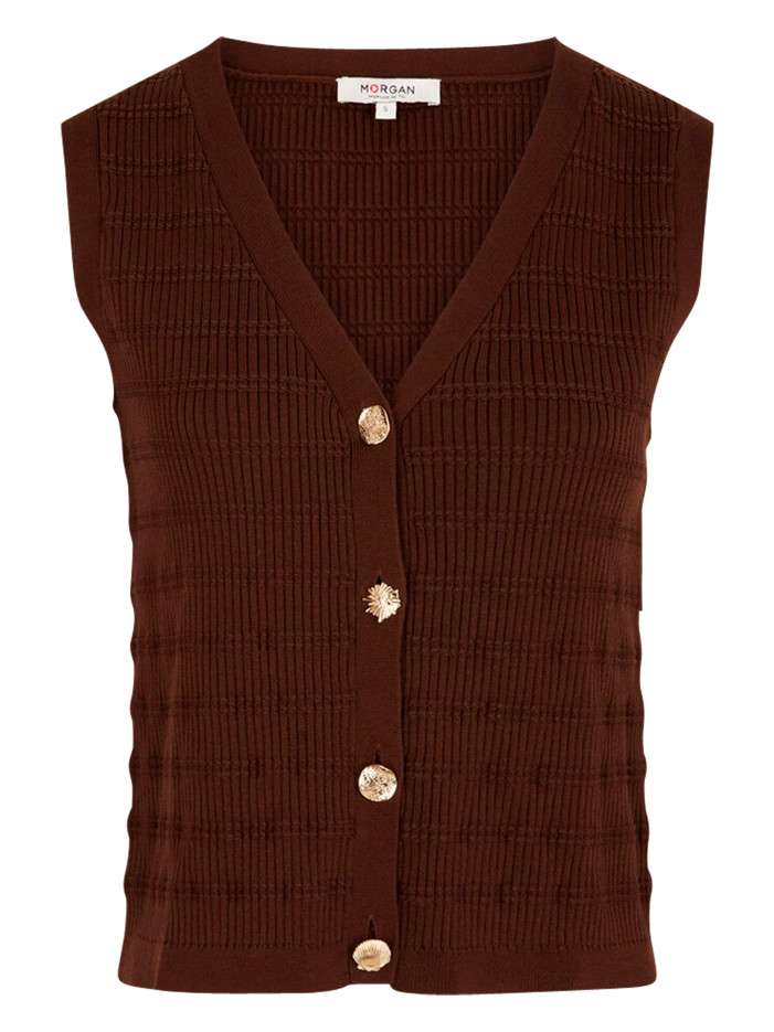 Gilet texturé marron sans...