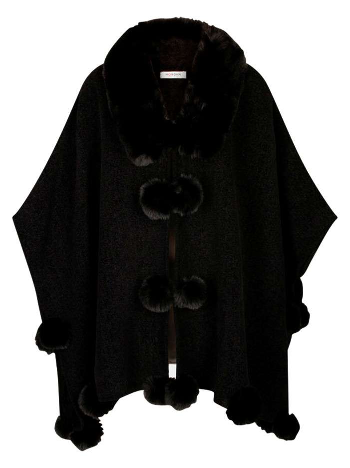 Poncho noir à coupe ample...
