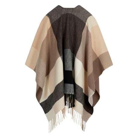Poncho multicolore à coupe ample pourvu d'un col v avec fermoir doré - Image 3
