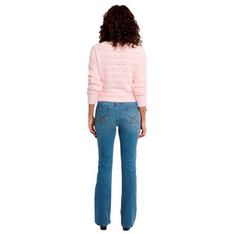 Gilet rose à coupe droite pourvu d'un col v et de manches longues - Image 3
