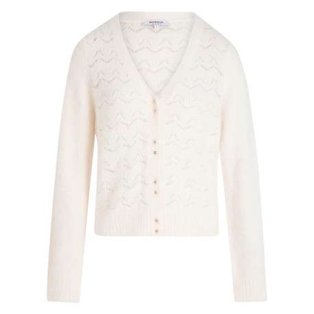 Gilet blanc à coupe droite pourvu d'un col v et de manches longues