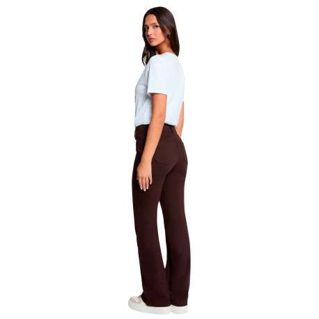 Pantalon marron à coupe bootcut pourvu d'une fermeture boutonnée - Image 3