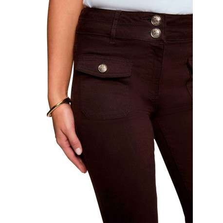 Pantalon marron à coupe bootcut pourvu d'une fermeture boutonnée - Image 4
