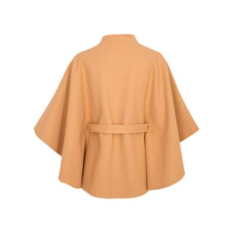 Poncho beige à coupe ample pourvu d'un col châle et de manches courtes - Image 3