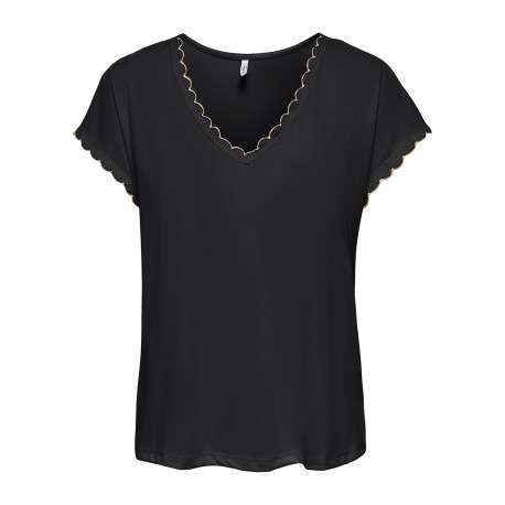 T-shirt noir uni avec une coupe droite et des manches courtes