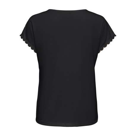 T-shirt noir uni avec une coupe droite et des manches courtes - Image 2