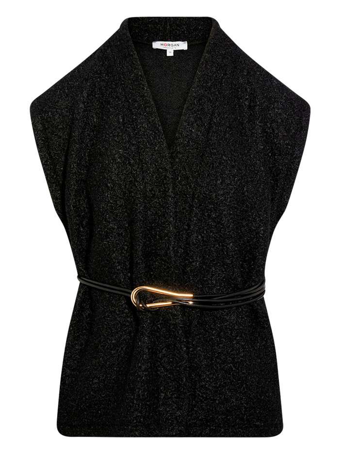 Gilet noir effet bouclettes...