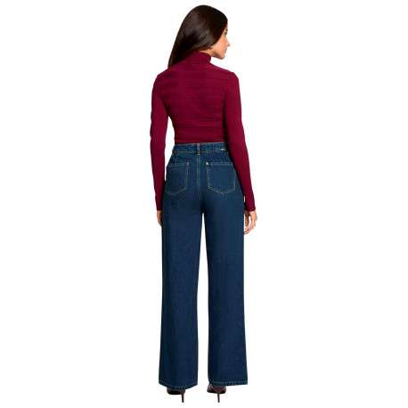 Pull prune à coupe ajustée pourvu d'un col roulé et de manches longues - Image 3