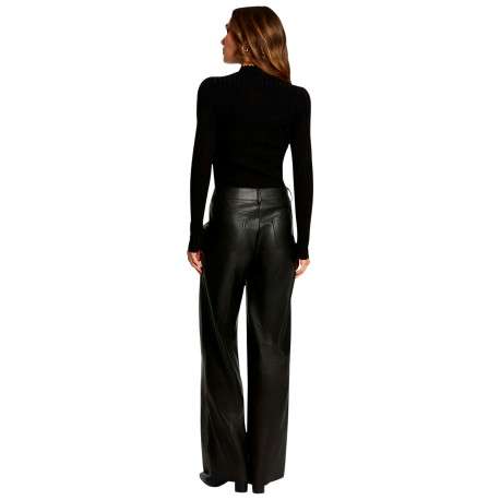Pull noir à coupe ajustée pourvu d'un col montant et de manches longues - Image 3