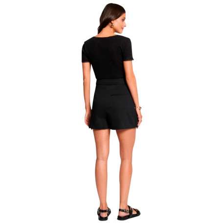 Jupe-short noire à coupe ajustée pourvue de fermetures pivotantes - Image 3