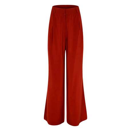 Pantalon chino orange à coupe bootcut pourvu d'une fermeture dissimulée