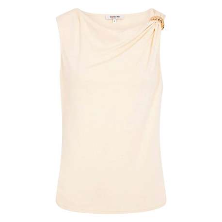 Top beige clair sans manche à coupe droite pourvu d'un col bénitier