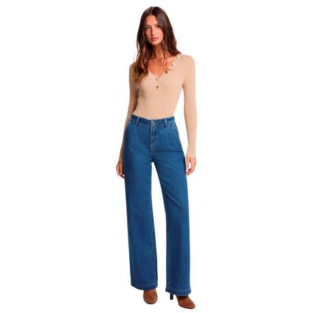 Pull beige à coupe ajustée pourvu d'un col v et de manches longues - Image 5