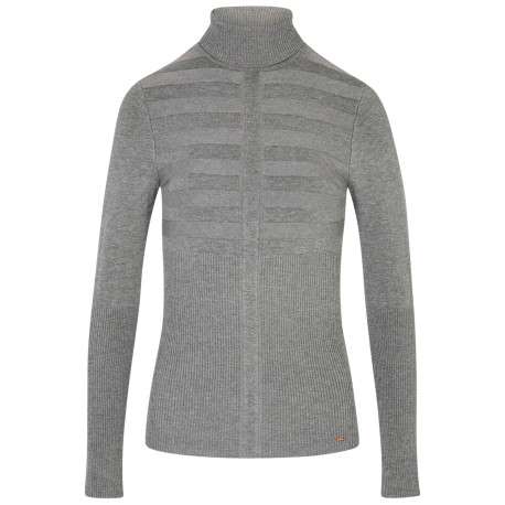 Pull gris à coupe ajustée pourvu d'un col roulé et de manches longues