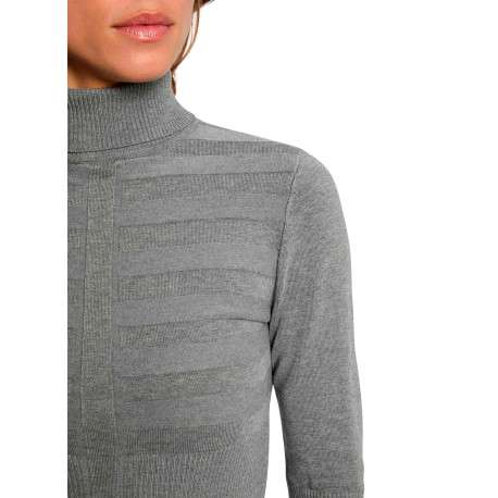 Pull gris à coupe ajustée pourvu d'un col roulé et de manches longues - Image 4