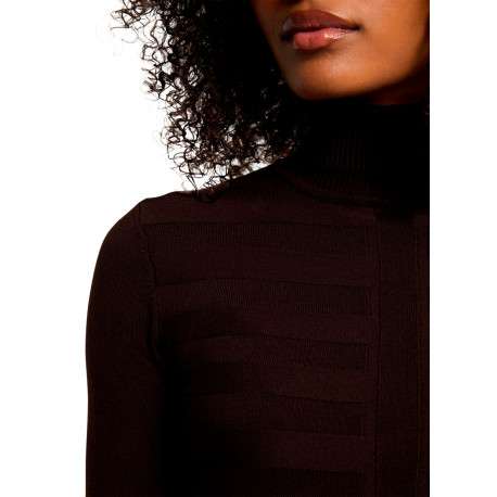 Pull marron à coupe ajustée pourvu d'un col roulé et de manches longues - Image 4