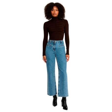 Pull marron à coupe ajustée pourvu d'un col roulé et de manches longues - Image 5