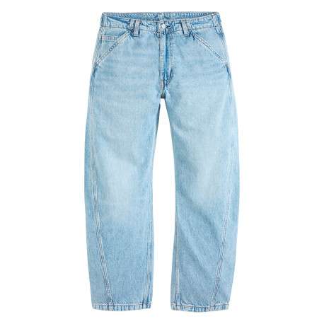 Jean Baggy Barrel en coton stone pourvu d'une coupe large et de 5 poches