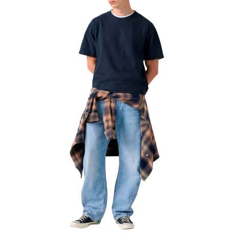 Jean Baggy Barrel en coton stone pourvu d'une coupe large et de 5 poches - Image 6
