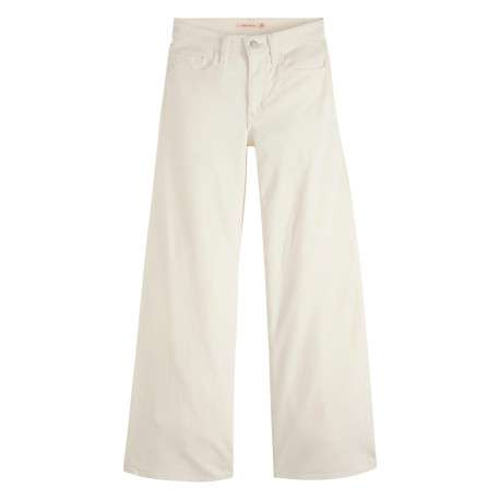 Pantalon 728 en coton écru pourvu d'une coupe wide leg et de 5 poches