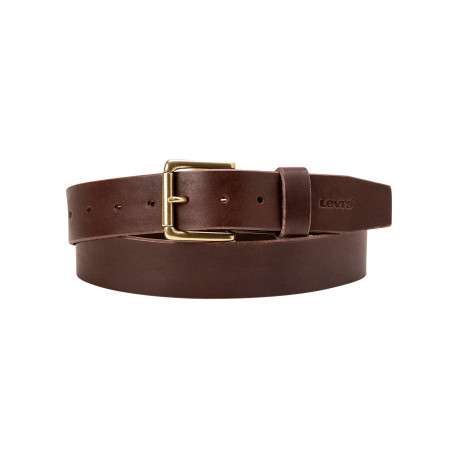 Ceinture marron en cuir véritable pourvue d'une boucle rectangulaire