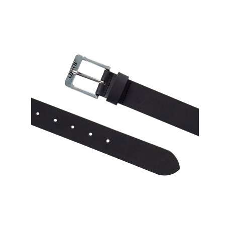 Ceinture noire en cuir véritable pourvue d'une boucle rectangulaire - Image 2
