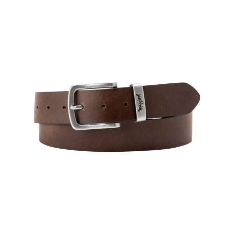Ceinture marron en cuir véritable pourvue d'une boucle rectangulaire