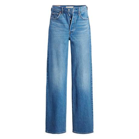 Jean Ribcage en coton bleu légèrement délavé pourvu d'une coupe wide leg