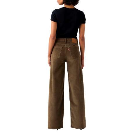 Pantalon 728 en coton taupe pourvu d'une coupe wide leg et de 5 poches - Image 2