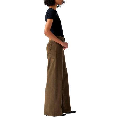 Pantalon 728 en coton taupe pourvu d'une coupe wide leg et de 5 poches - Image 3