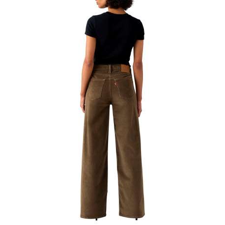 Pantalon 728 en coton taupe pourvu d'une coupe wide leg et de 5 poches - Image 2