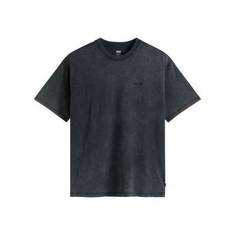 T-shirt en coton anthracite à coupe droite pourvu d'un col rond