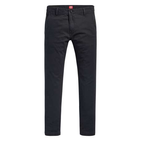 Pantalon chino en coton noir pourvu d'une fermeture zippée avec bouton
