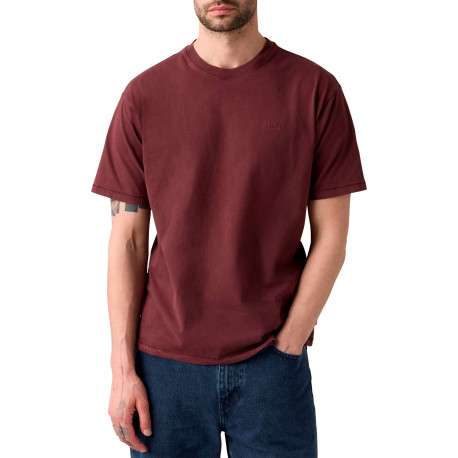 T-shirt en coton bordeaux à coupe droite pourvu d'un col rond - Image 3