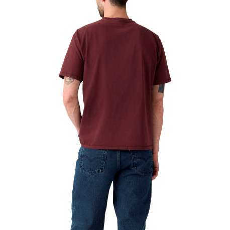 T-shirt en coton bordeaux à coupe droite pourvu d'un col rond - Image 4
