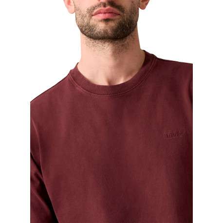 T-shirt en coton bordeaux à coupe droite pourvu d'un col rond - Image 5
