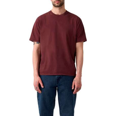 T-shirt en coton bordeaux à coupe droite pourvu d'un col rond - Image 6
