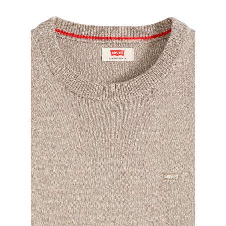 Pull en coton écru à coupe droite pourvu de manches longues et d'un col rond - Image 2