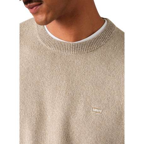 Pull en coton écru à coupe droite pourvu de manches longues et d'un col rond - Image 5