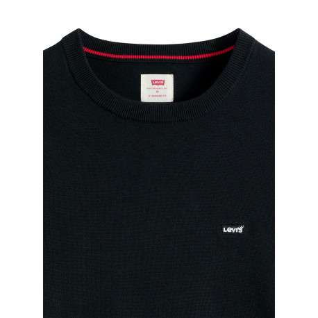 Pull en coton mélangé noir à coupe ajustée pourvu d'un col rond - Image 2